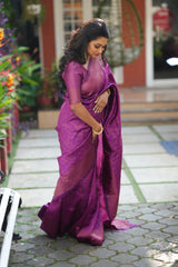 Engagement Wear Purple Color Jacquard Silk Saree