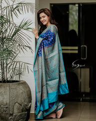 Wedding Wear Jacquard Blue Color Silk Saree