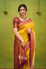 Celebrate Jacquard Yellow Color Silk Saree