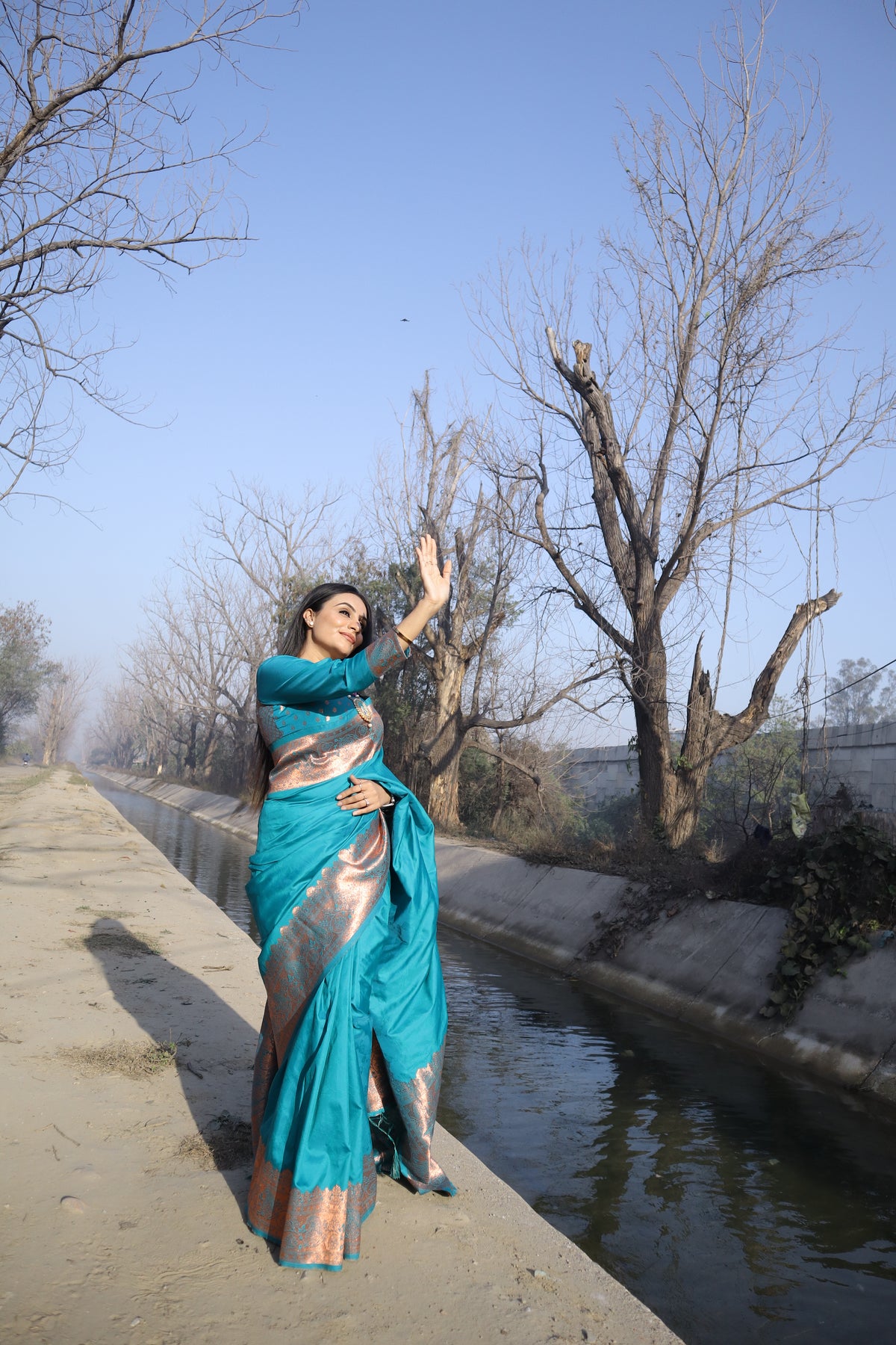 Adorable Sky Blue Color Jacquard Work Saree