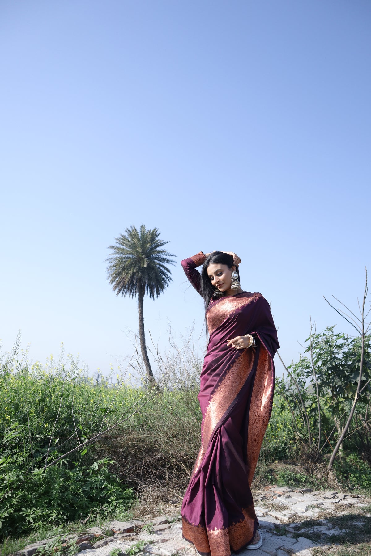 Adorable Wine Color Jacquard Work Saree