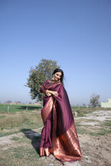 Adorable Wine Color Jacquard Work Saree