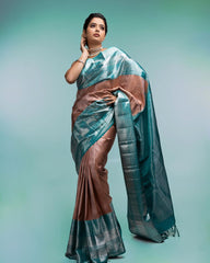 Presenting Sky Blue Color Jacquard Work Silk Saree