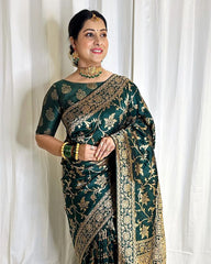 Demanding Green Color Jacquard Silk Saree