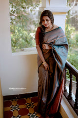 Awesome Zari Weaving Grey Color Silk Saree