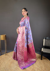 Delightful Soft silk Lavender Color Saree