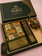 Kalamkari Silk Blend Saree with Zari Border