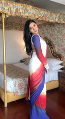 Delightful White Color Plain Ready To Wear Saree