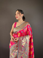 Delightful Soft silk Pink Color Saree