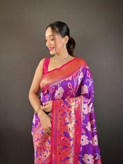 Delightful Soft silk Purple Color Saree