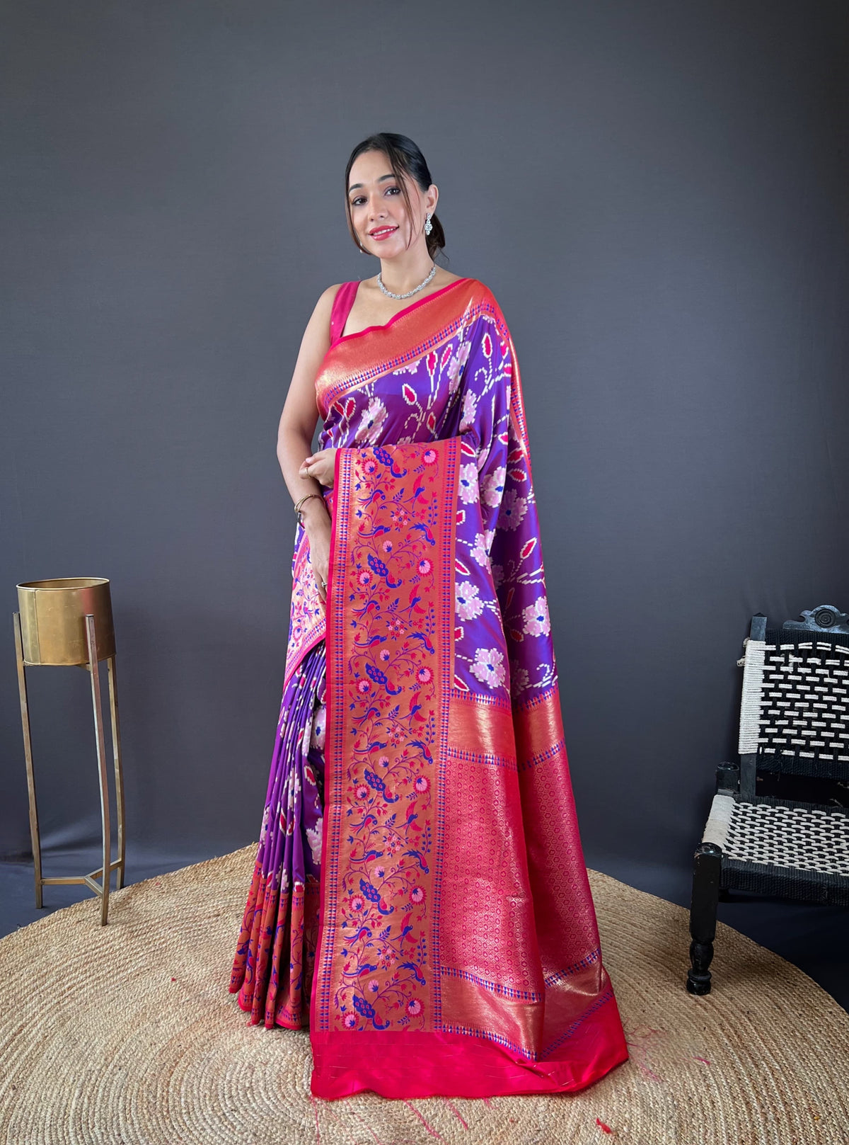 Delightful Soft silk Purple Color Saree