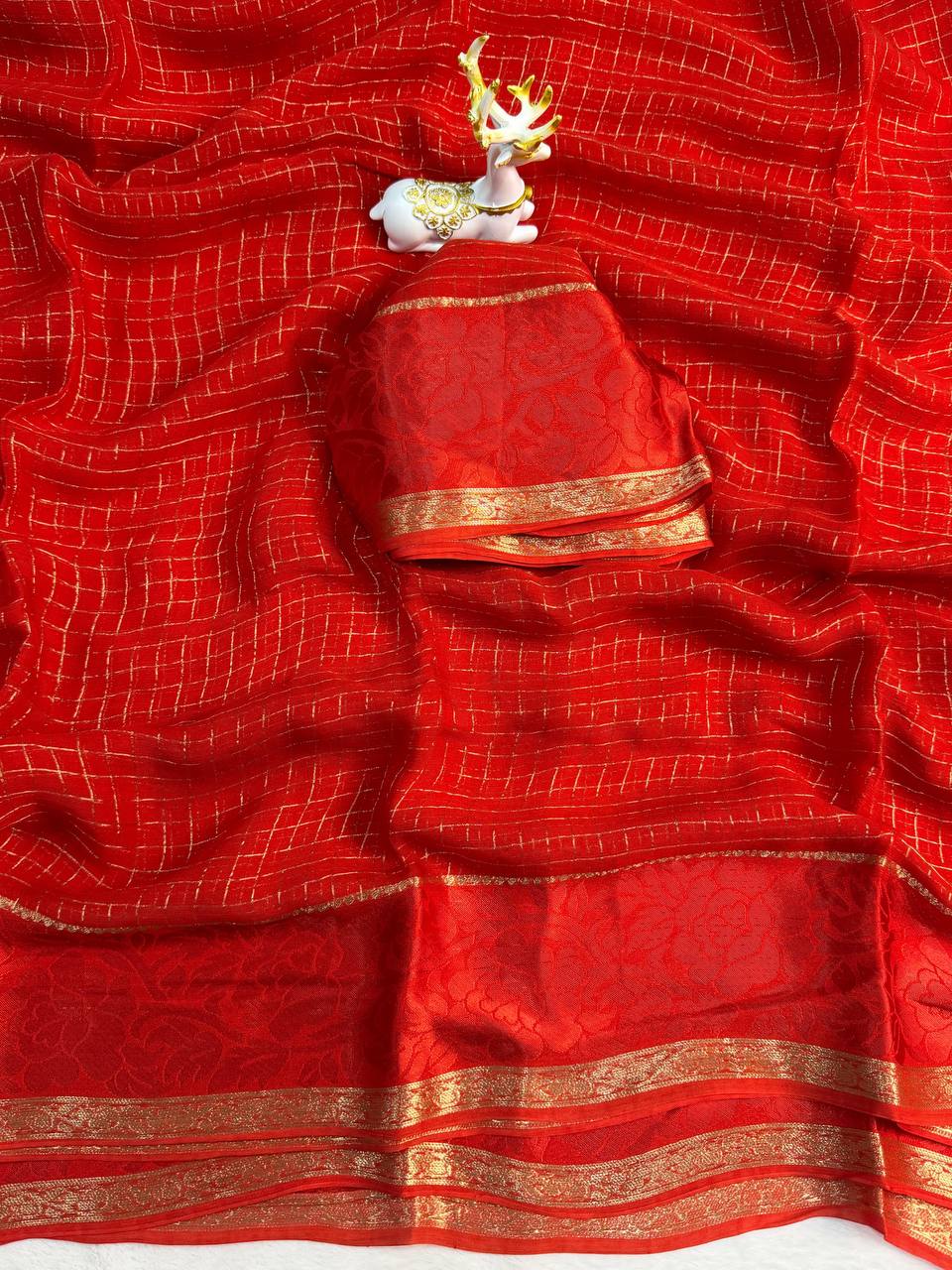 Pure Viscose Georgette Saree with Floral Patta Border