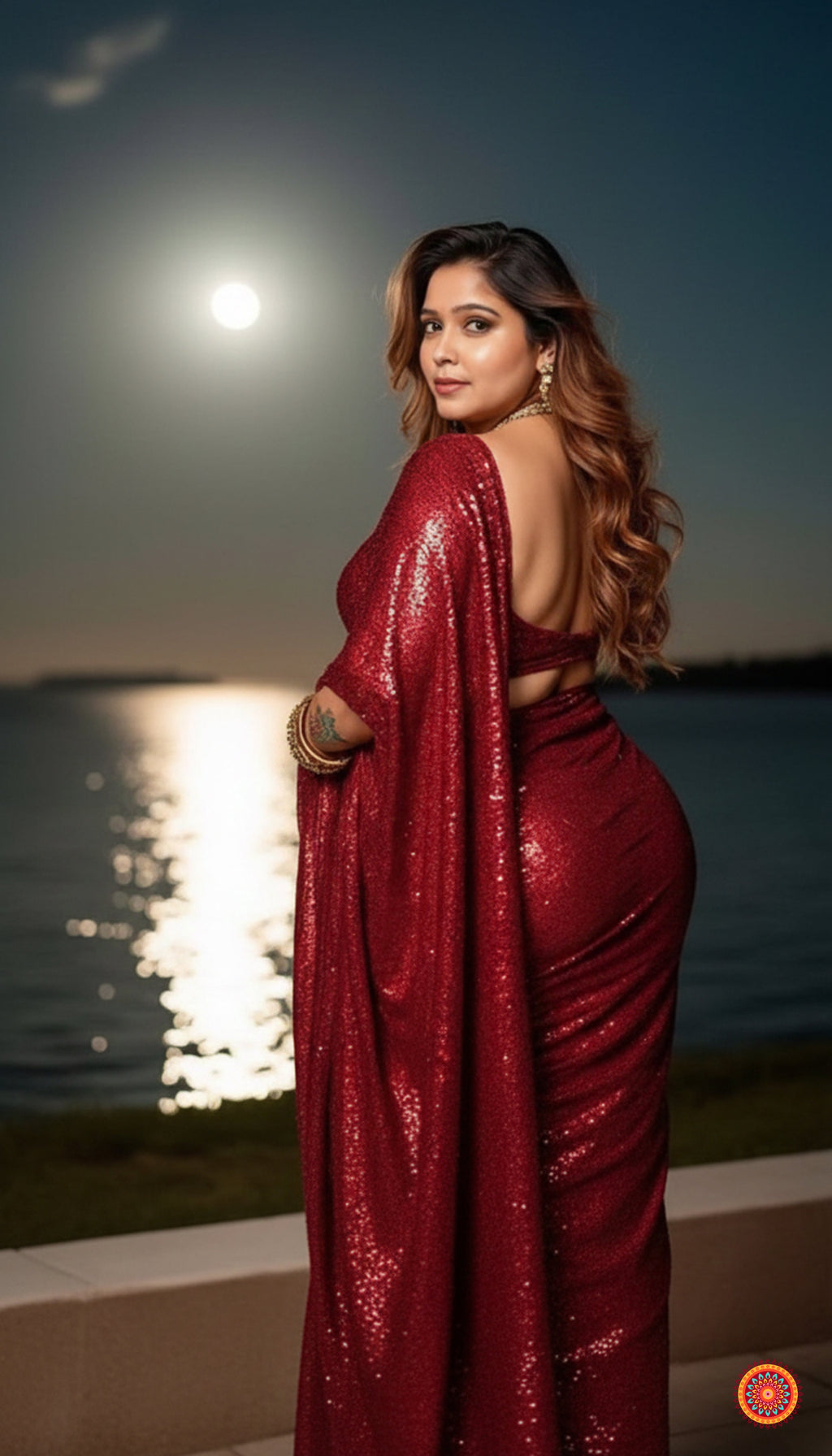 Sparkle Red Georgette Saree with Velvet Blouse