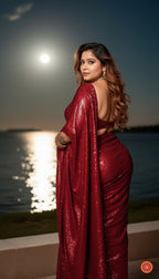 Sparkle Red Georgette Saree with Velvet Blouse