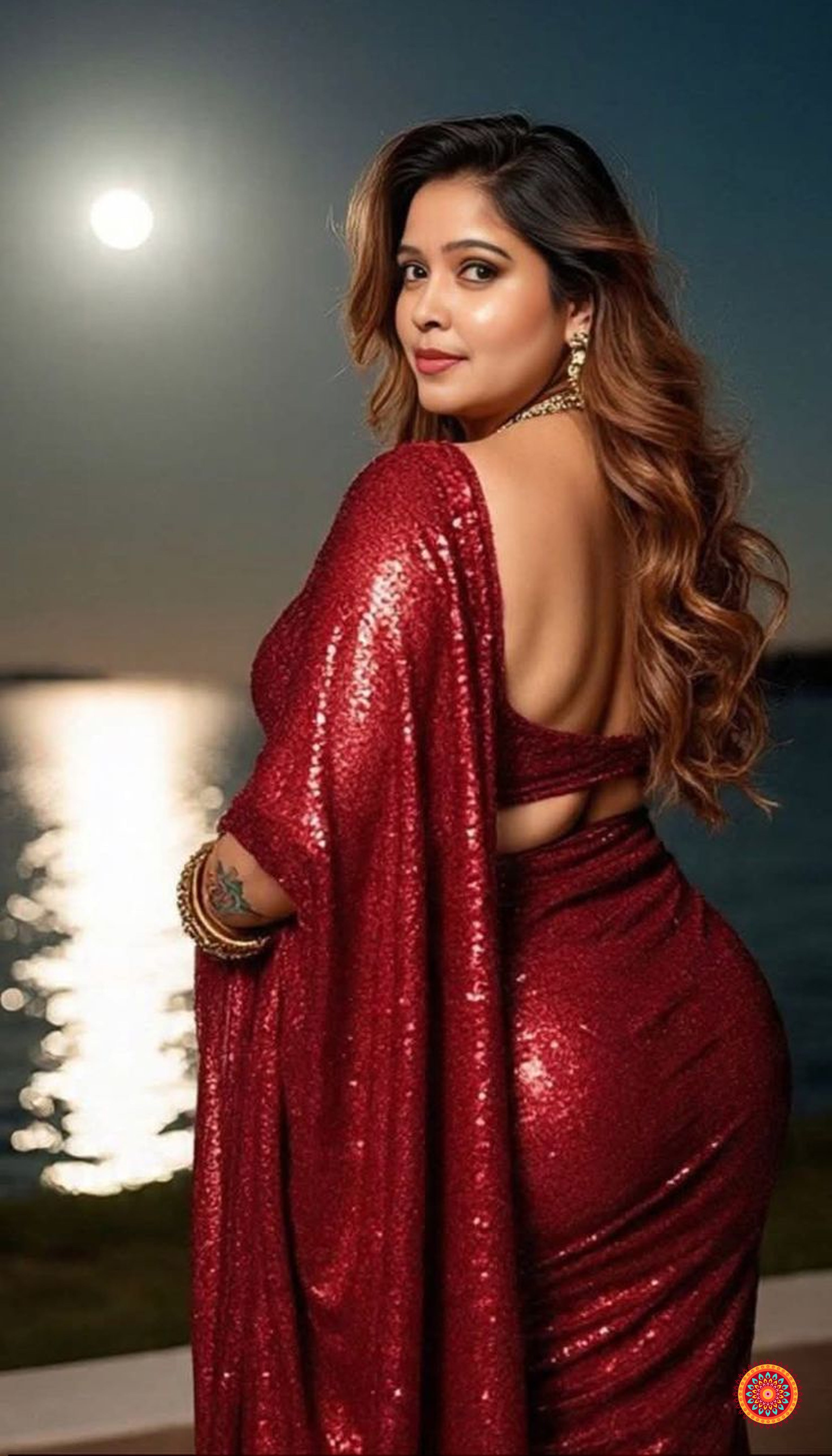 Sparkle Red Georgette Saree with Velvet Blouse