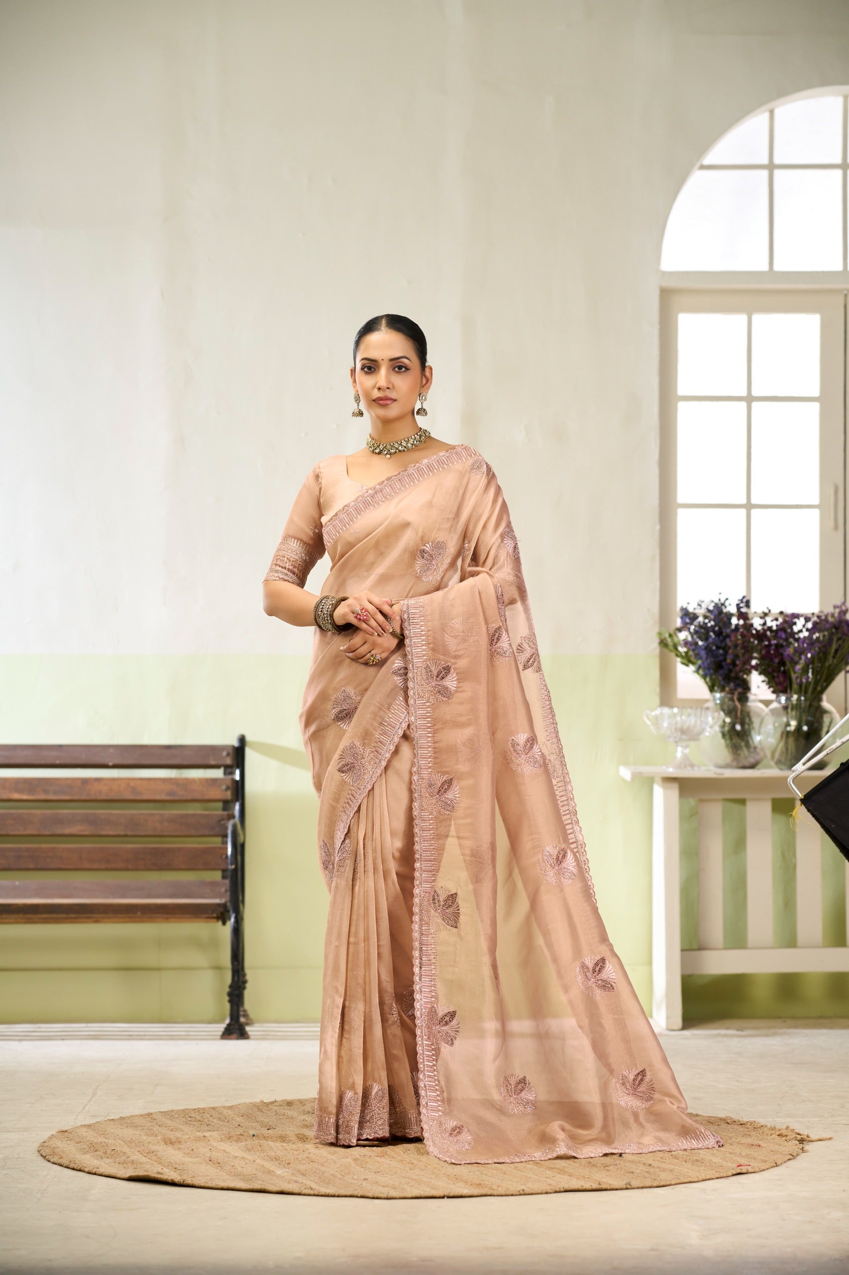 Premium Soft Organza Saree with Crystal Embellishments