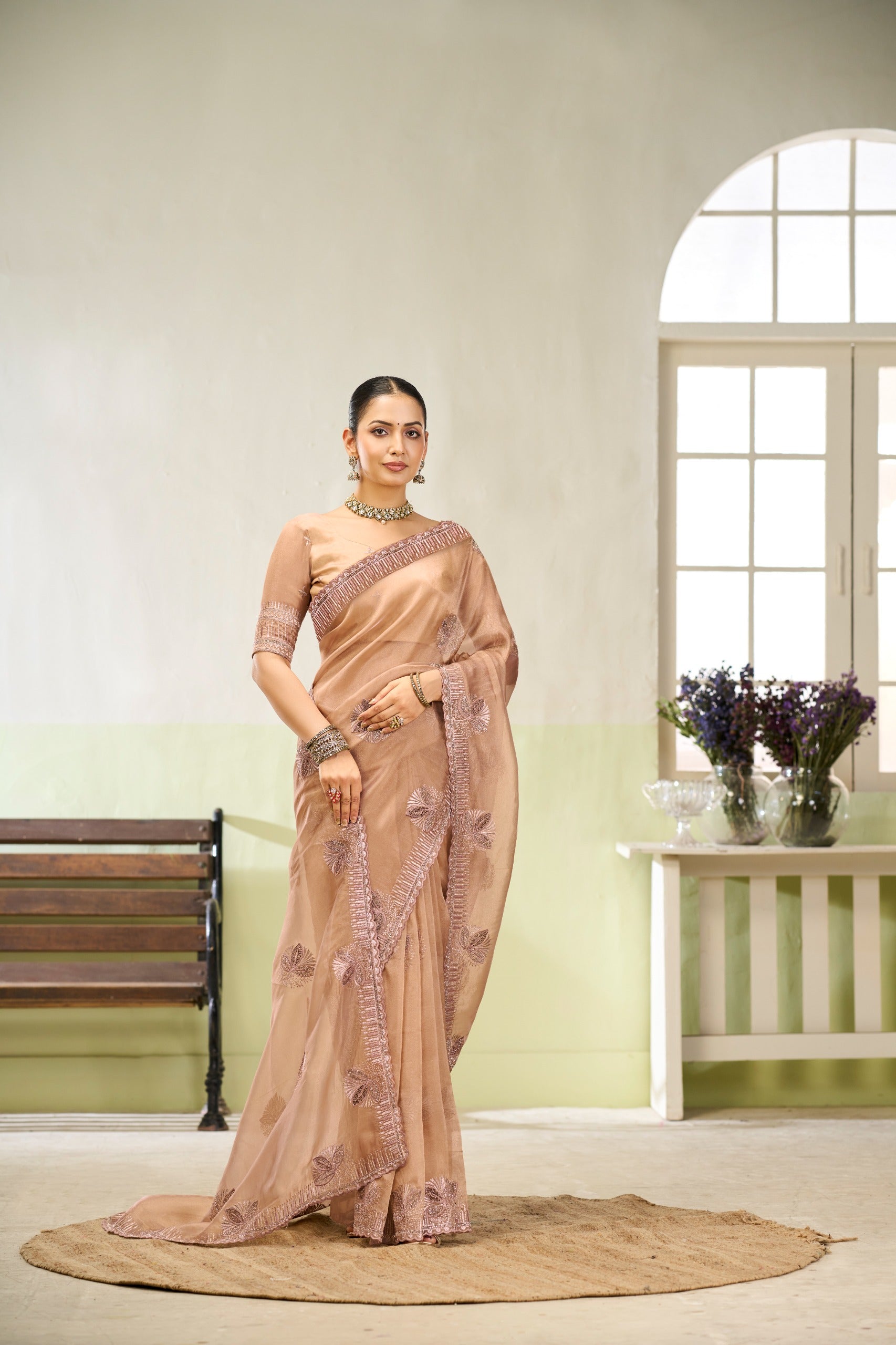 Premium Soft Organza Saree with Crystal Embellishments