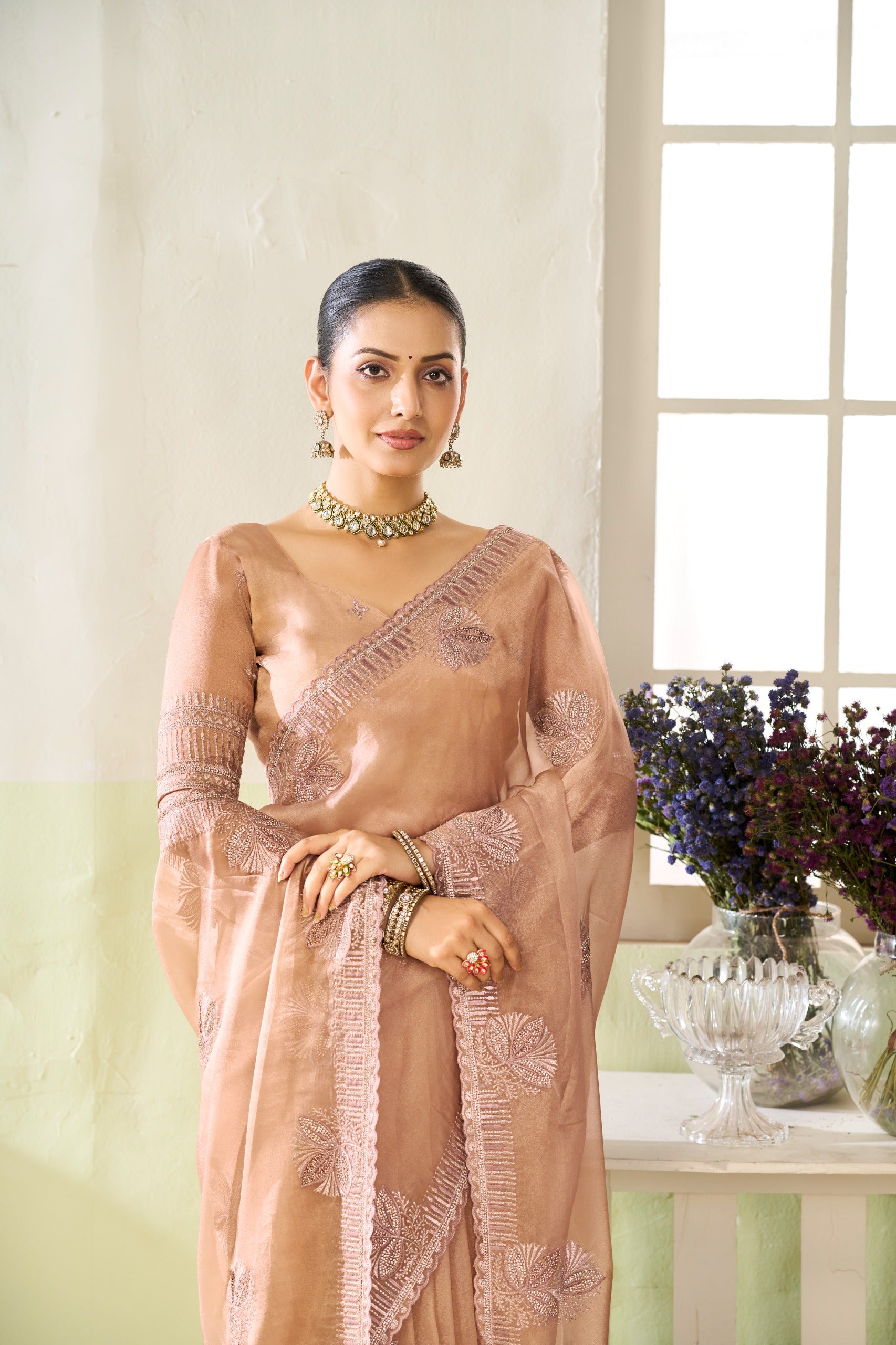 Premium Soft Organza Saree with Crystal Embellishments
