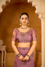 Regal Crystal Bloom Organza Saree