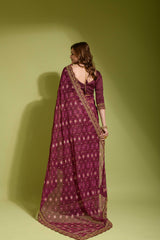 Glorious Sequence Maroon Color Saree