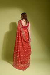 Glorious Sequence Red Color Saree