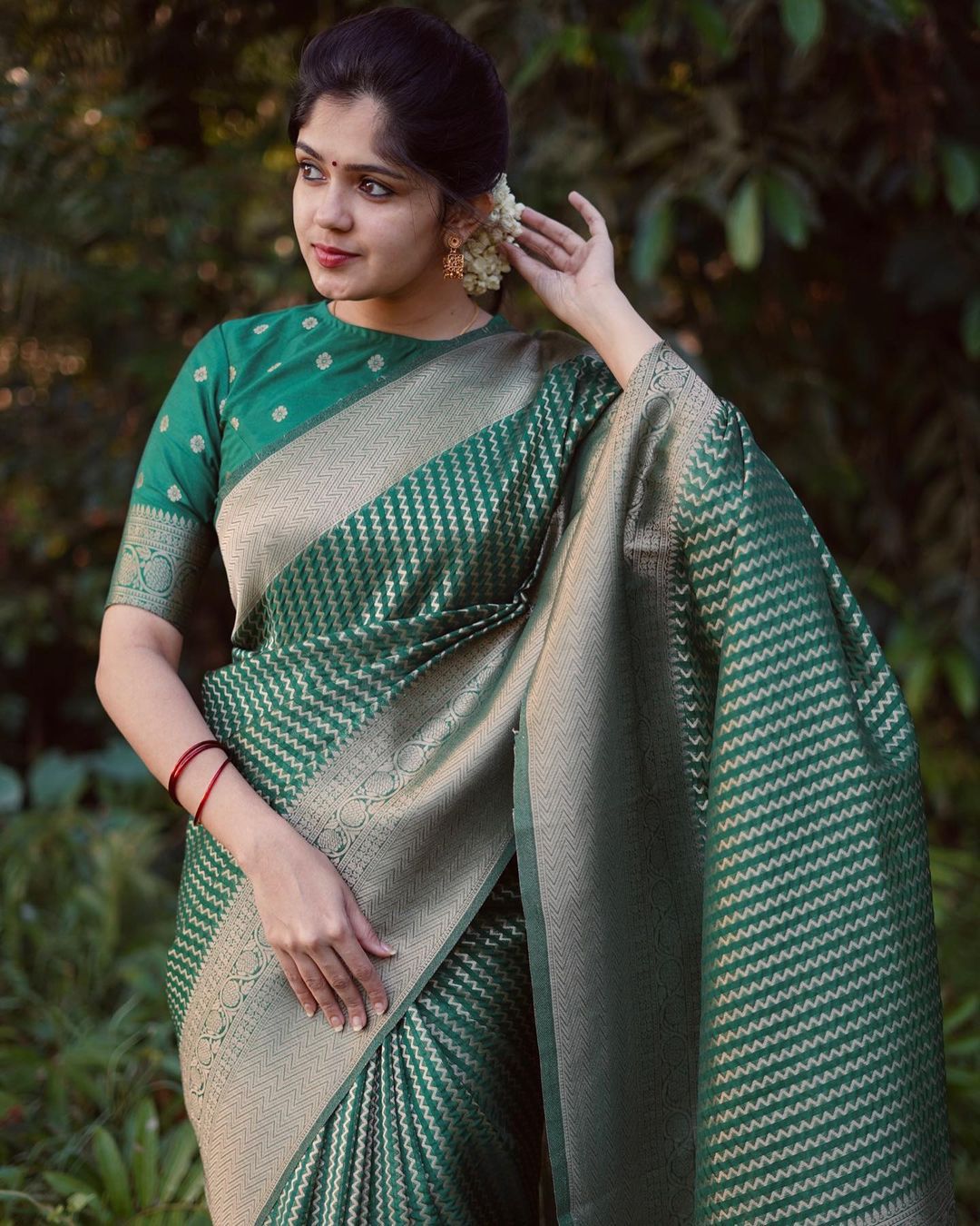 Marriage Special Green Color Jacquard Silk Saree