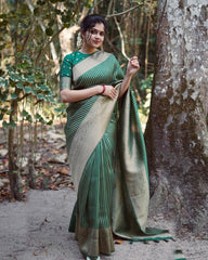 Marriage Special Green Color Jacquard Silk Saree