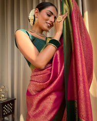 Traditional Wear Jacquard Gajree Color Silk Saree