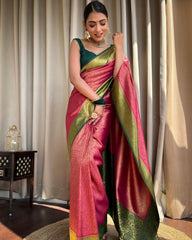 Traditional Wear Jacquard Gajree Color Silk Saree