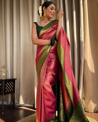 Traditional Wear Jacquard Gajree Color Silk Saree