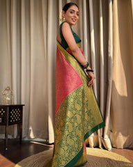 Traditional Wear Jacquard Gajree Color Silk Saree