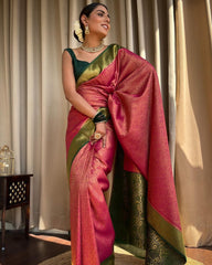 Traditional Wear Jacquard Gajree Color Silk Saree