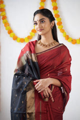 Exotic Jaquard Red Color Silk Saree