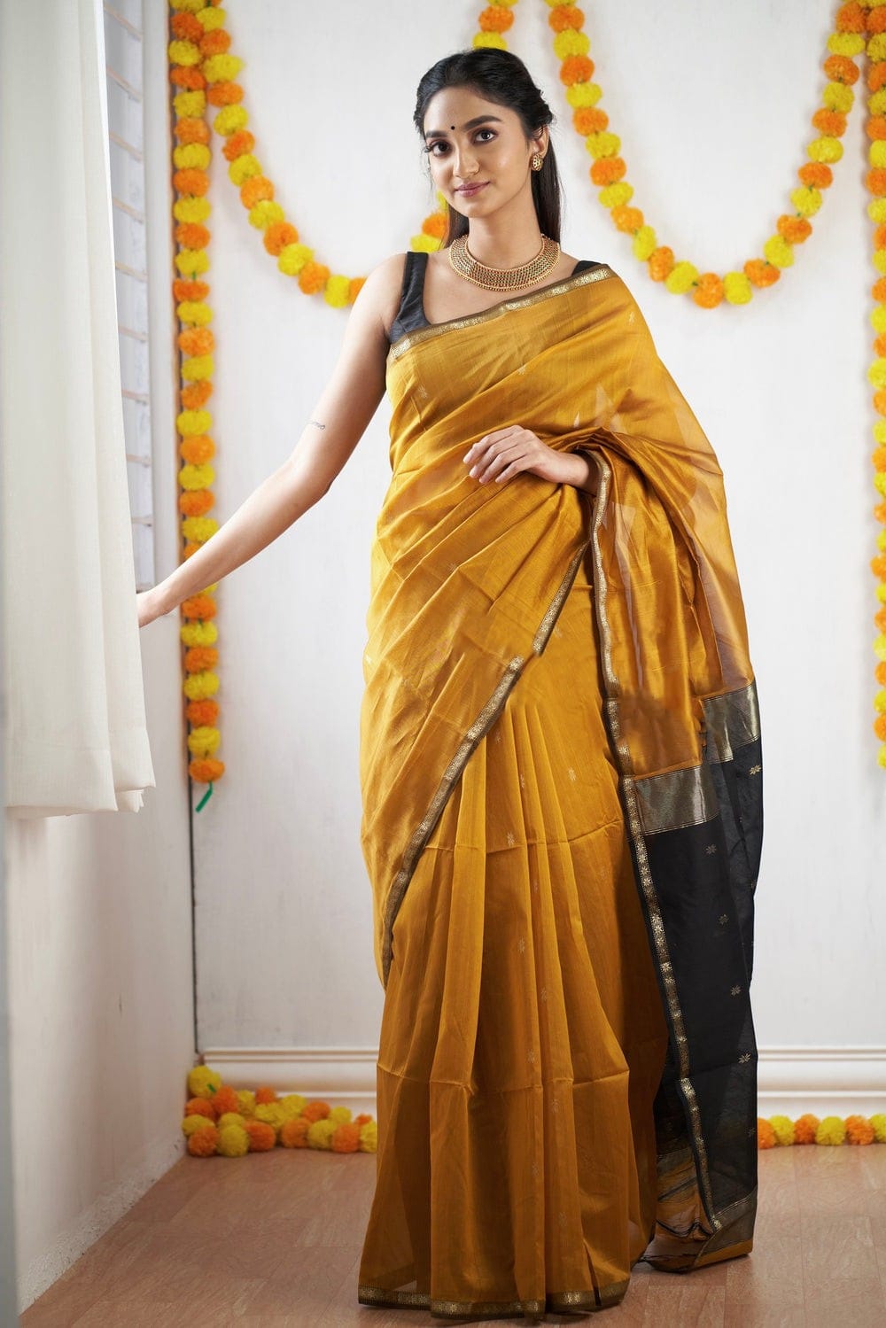 Exotic Jaquard Yellow Color Silk Saree