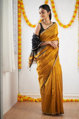 Exotic Jaquard Yellow Color Silk Saree