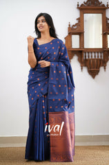 Demanding Jaquard Blue Color Silk Saree