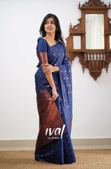 Demanding Jaquard Blue Color Silk Saree