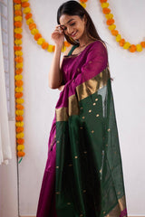 Exotic Jaquard Wine Color Silk Saree