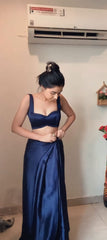 Fancy Navy Blue Color Ready To Wear Saree