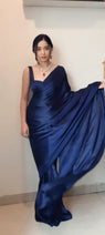 Fancy Navy Blue Color Ready To Wear Saree