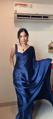 Fancy Navy Blue Color Ready To Wear Saree