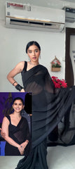 Stylish Georgette Black Color Ready To Wear Saree