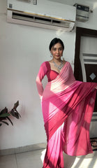 Gorgeous Georgette Silk Pink Color Ready To Wear Saree