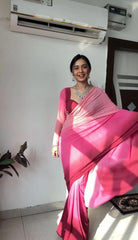 Gorgeous Georgette Silk Pink Color Ready To Wear Saree