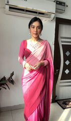 Gorgeous Georgette Silk Pink Color Ready To Wear Saree