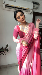 Gorgeous Georgette Silk Pink Color Ready To Wear Saree