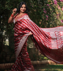 Exotic Jaquard Red Color Silk Saree