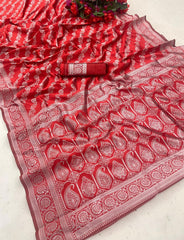 Exotic Jaquard Red Color Silk Saree