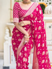 Alluring Pink Color Soft Cotton Silk Saree