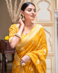 Alluring Haldi Wear Yellow Color Soft Cotton Silk Saree